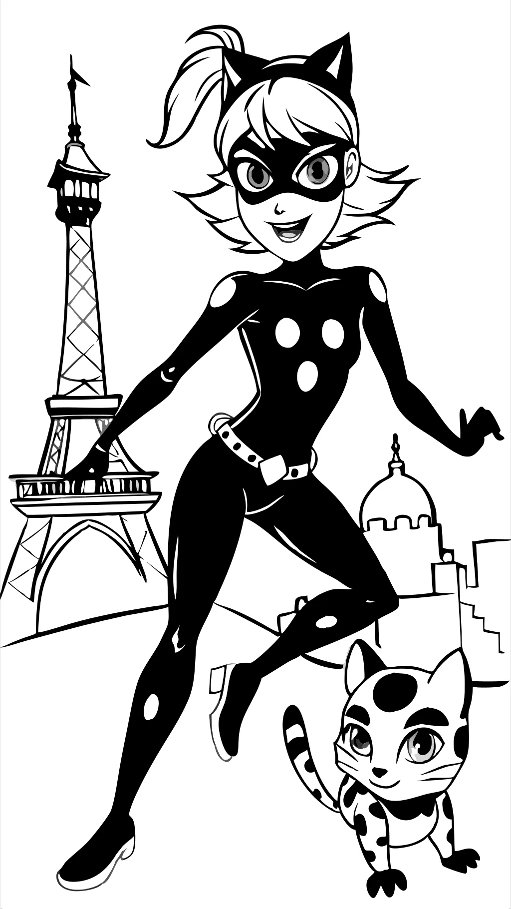 coloriage de ladybug et de chat noir